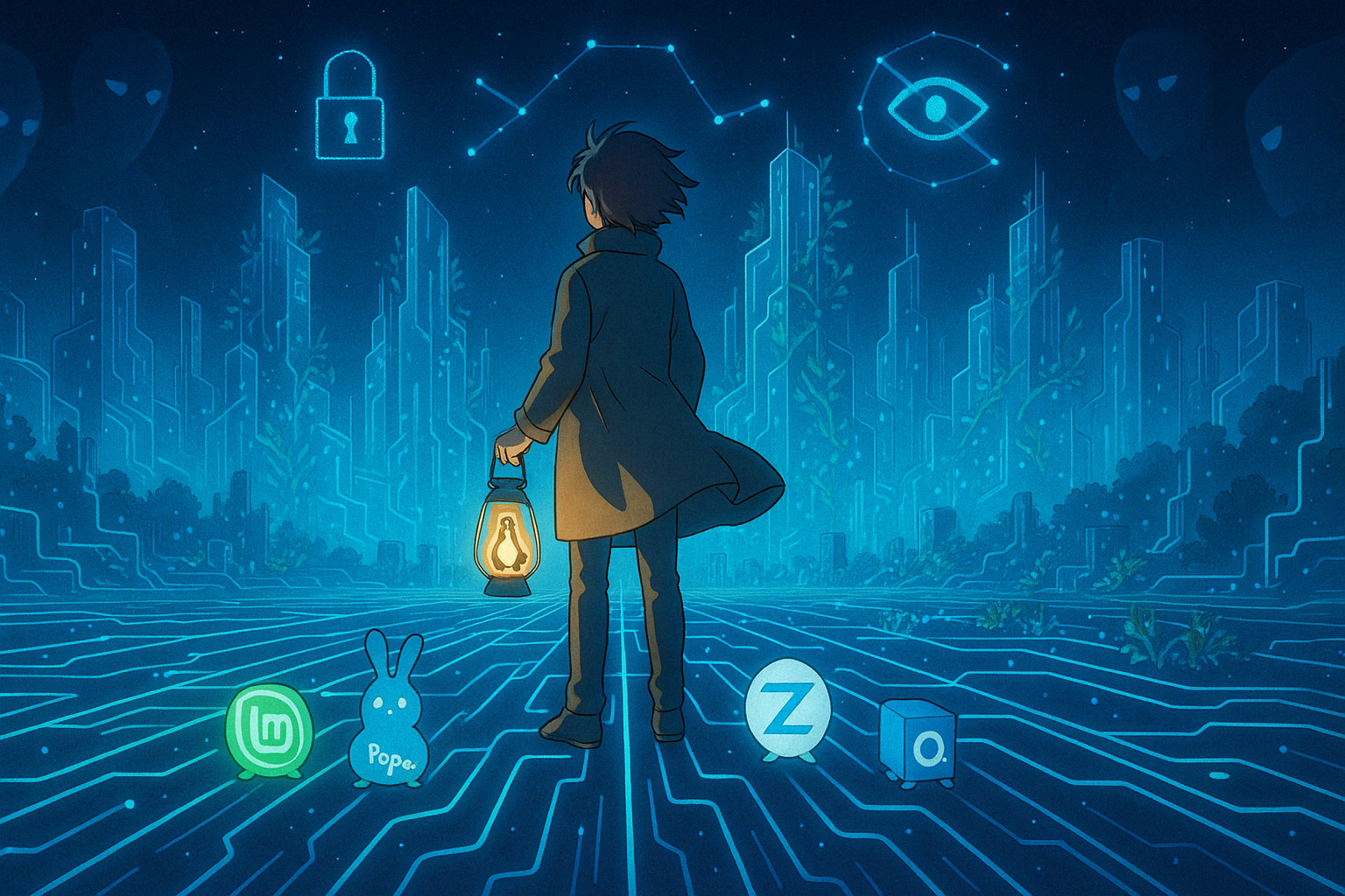 Illustration representing user control with secure operating systems and Linux privacy
